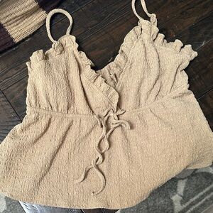 SHEIN Beige Textured Tie-Front Cami Top